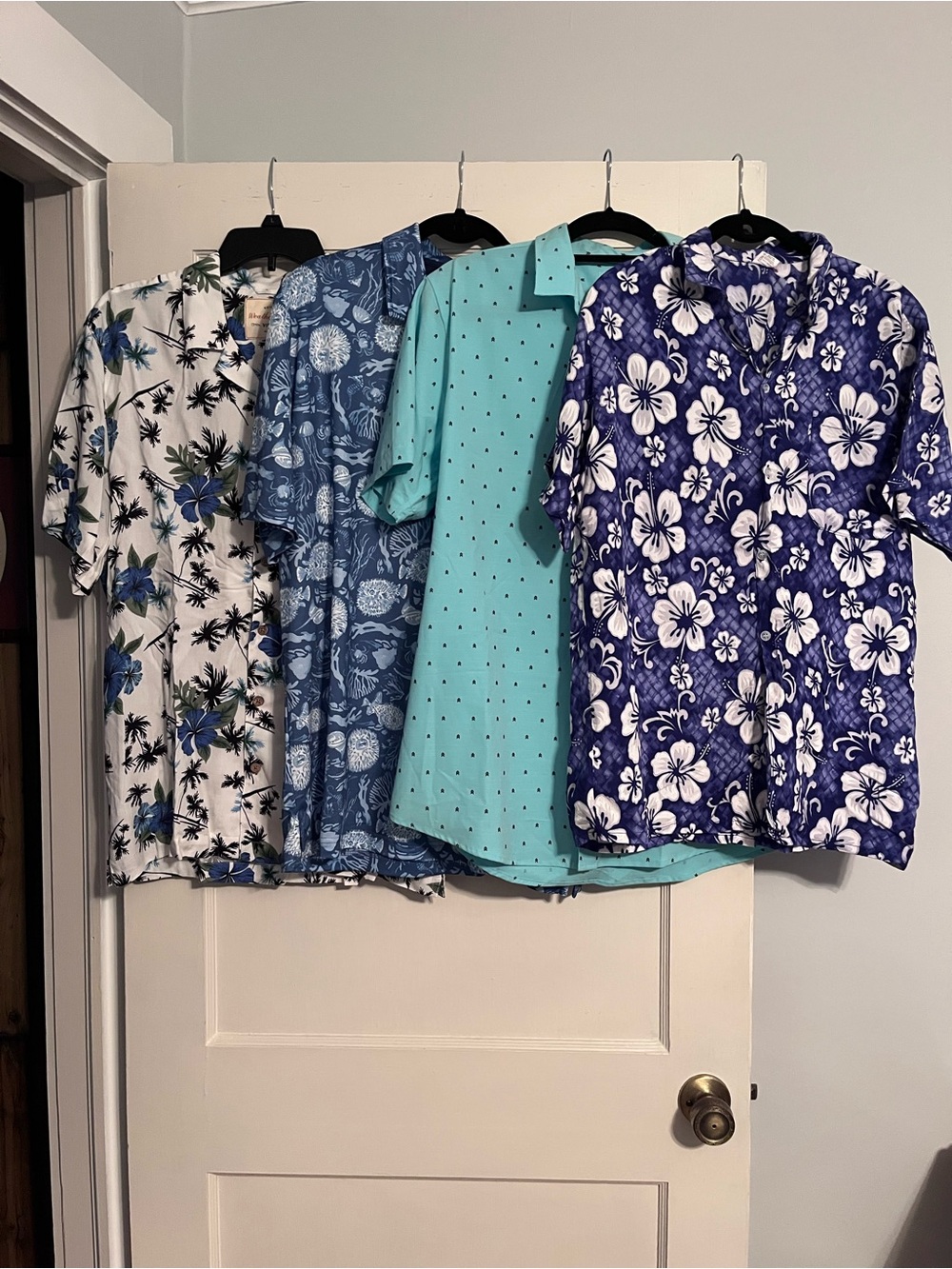 Mens Blue Floral & Teal Short-Sleeve Shirt Set - Casual Summer Tops